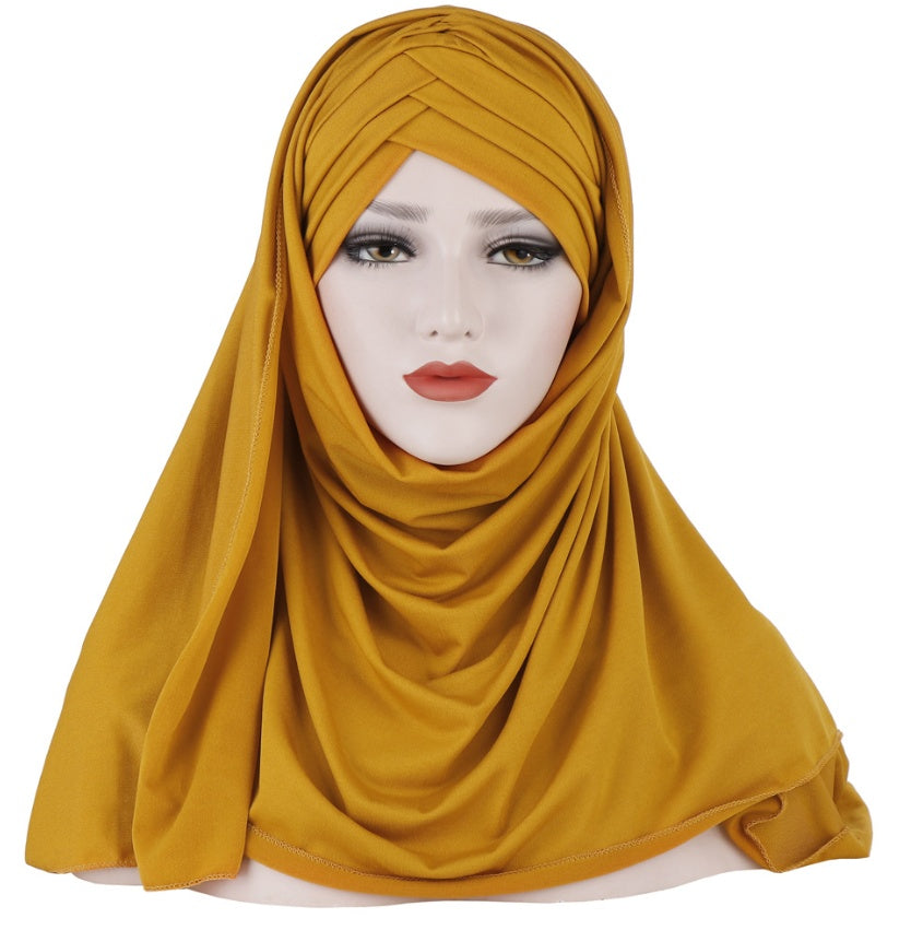 Artistic Tie-Dye Cotton Hijab | Premium Warp-Knit Patchwork Scarf
