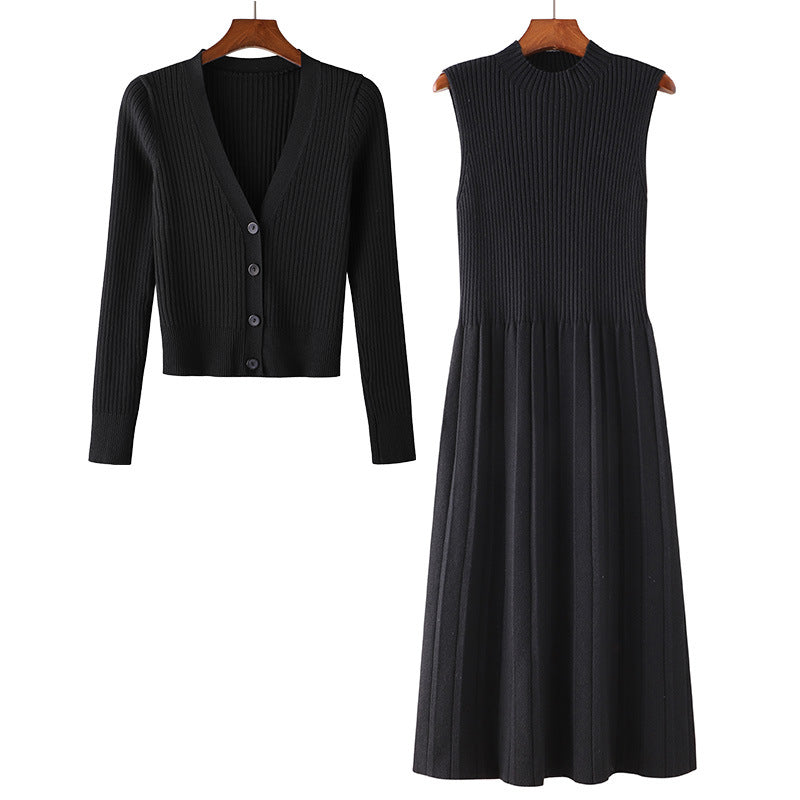 Mid-length Knitted Dress Suit Cardigan Woolen Skirt Two-piece Set