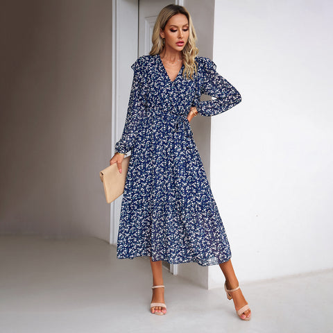 Floral Chiffon A-Line Maxi Dress