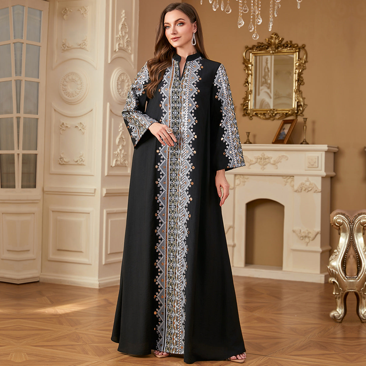 Middle East Embroidery Stitching Abaya