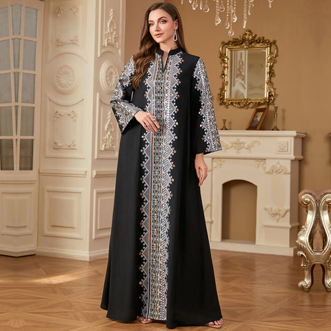Middle East Embroidery Stitching Abaya