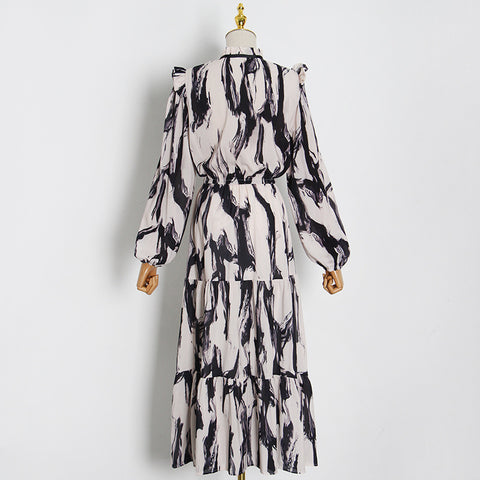 Long Sleeve Printed Maxi Dress