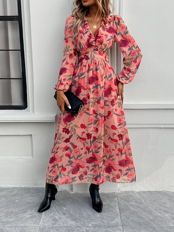 Floral Print Dress with Cinched Waist