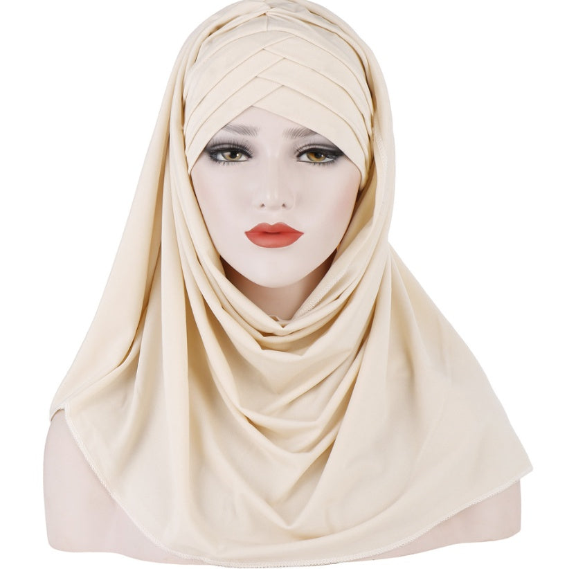 Artistic Tie-Dye Cotton Hijab | Premium Warp-Knit Patchwork Scarf