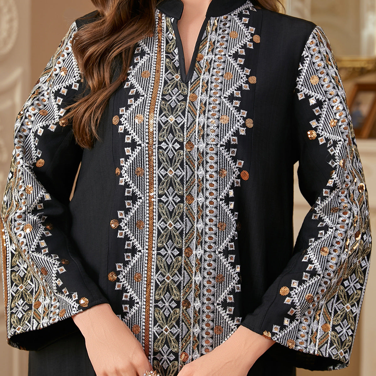 Middle East Embroidery Stitching Abaya