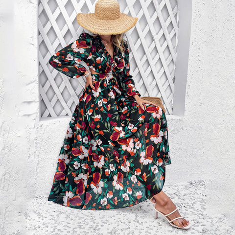Floral Print Dress with Cinched Waist