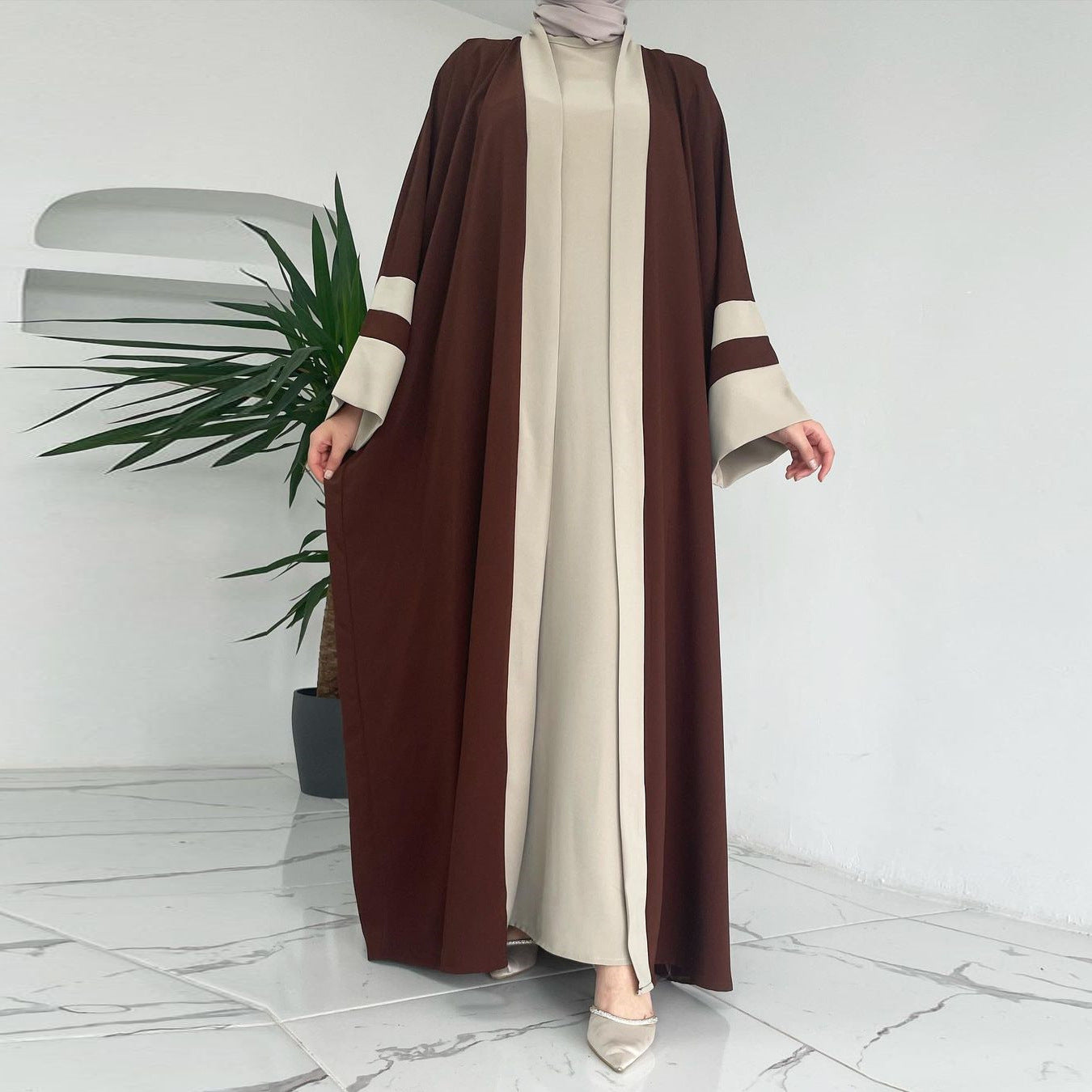 Two-Piece Abaya Set: Modern Maxi Dress & Matching Jacket