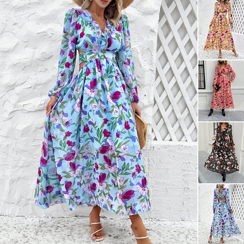 Floral Print Dress with Cinched Waist