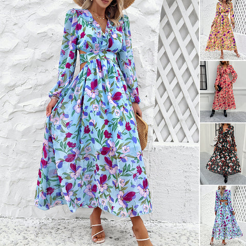 Floral Print Dress with Cinched Waist