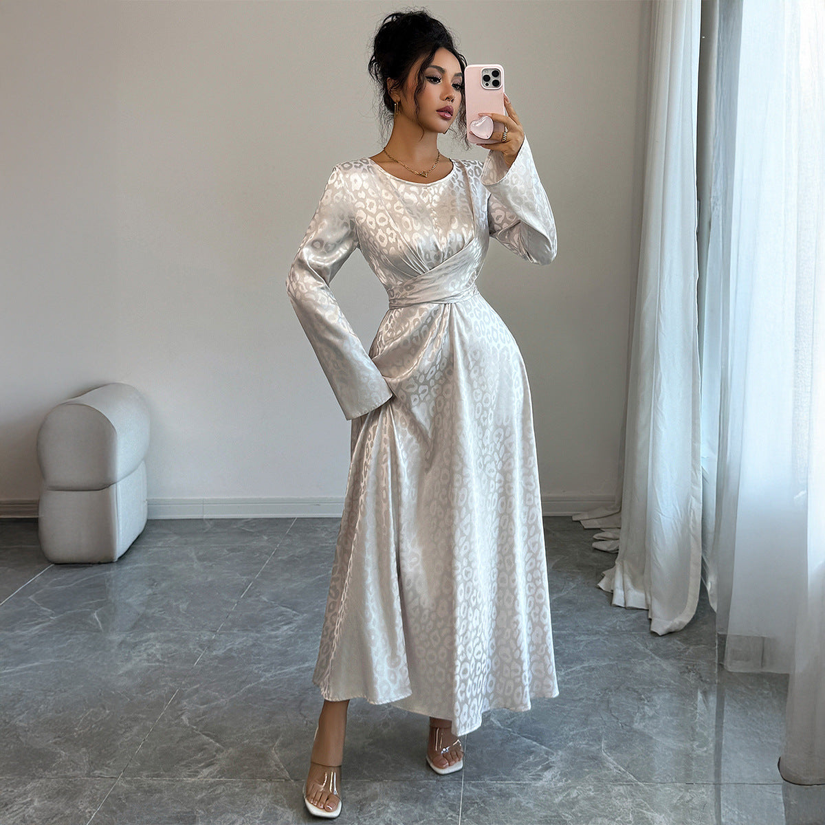 Long Sleeve High Waist Maxi Dress Women