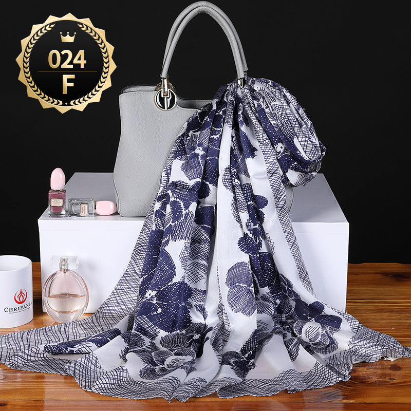 Pure Mulberry Silk Crepe Satin Scarf | Luxury First-Class Long Shawl