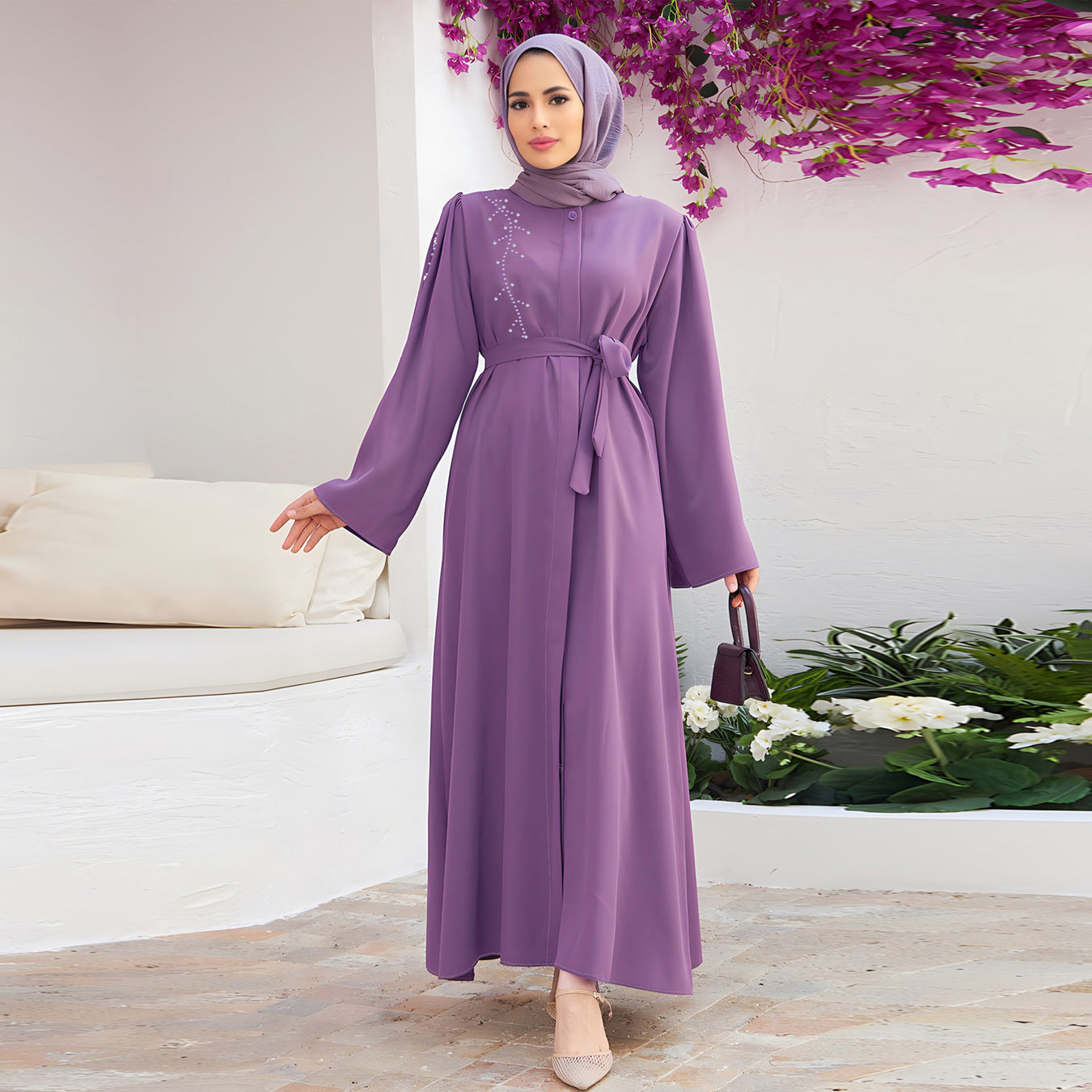 Elegant Beaded Abaya - Without Headscarf