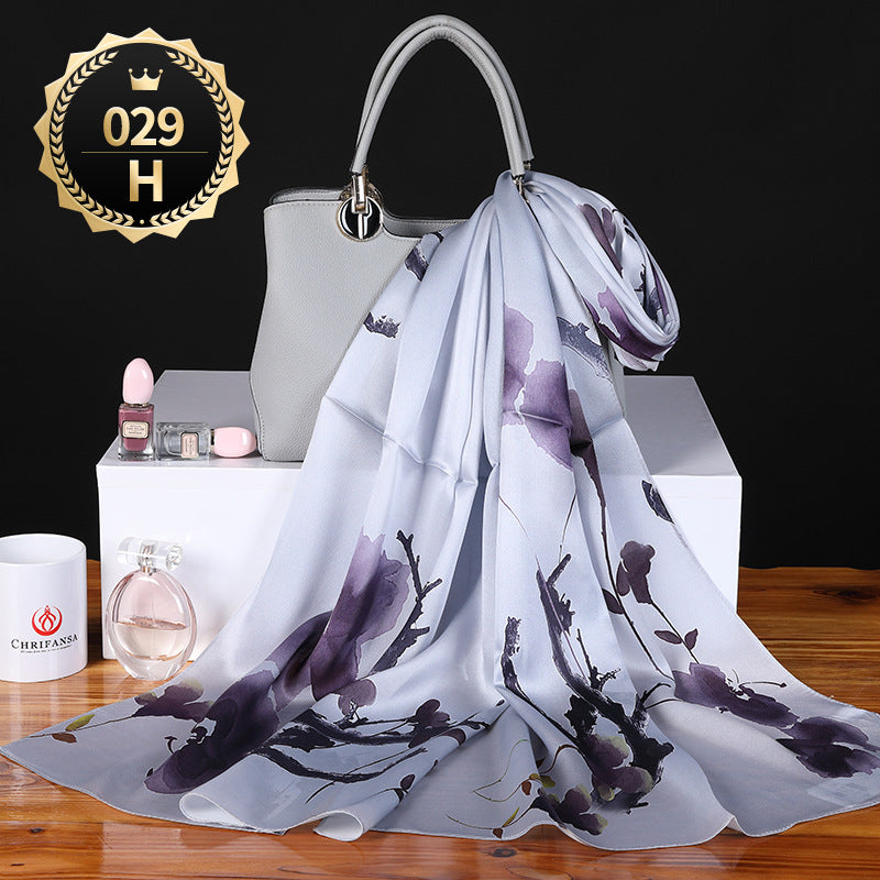 Pure Mulberry Silk Crepe Satin Scarf | Luxury First-Class Long Shawl