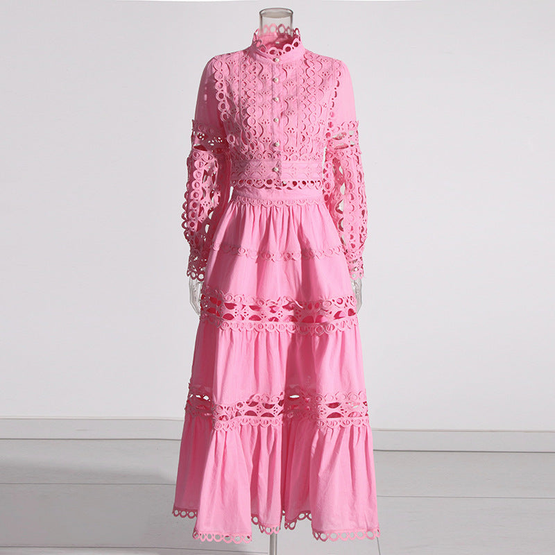 Lace Collar Retro High-Waist Skirt Two-Piece Set