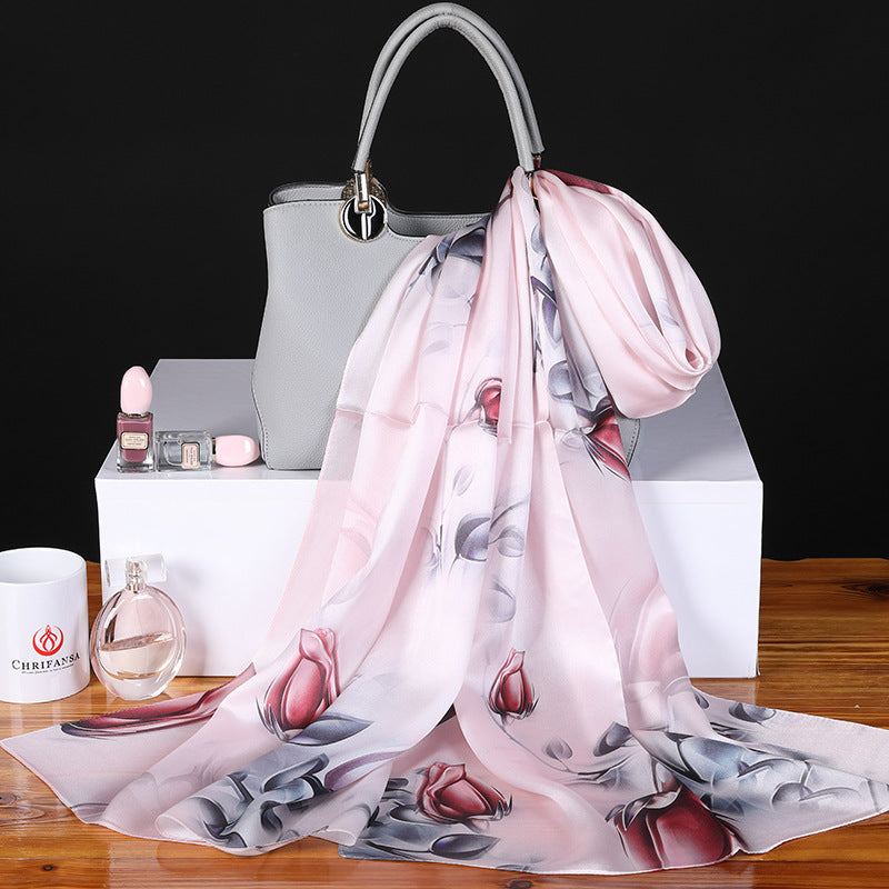 Pure Mulberry Silk Crepe Satin Scarf | Luxury First-Class Long Shawl