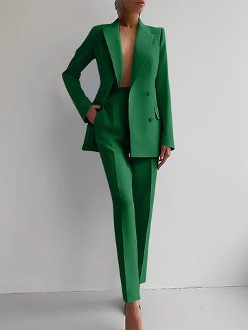 Single-breasted Jacket Top And Slim Fit Trousers Women's Business Suits