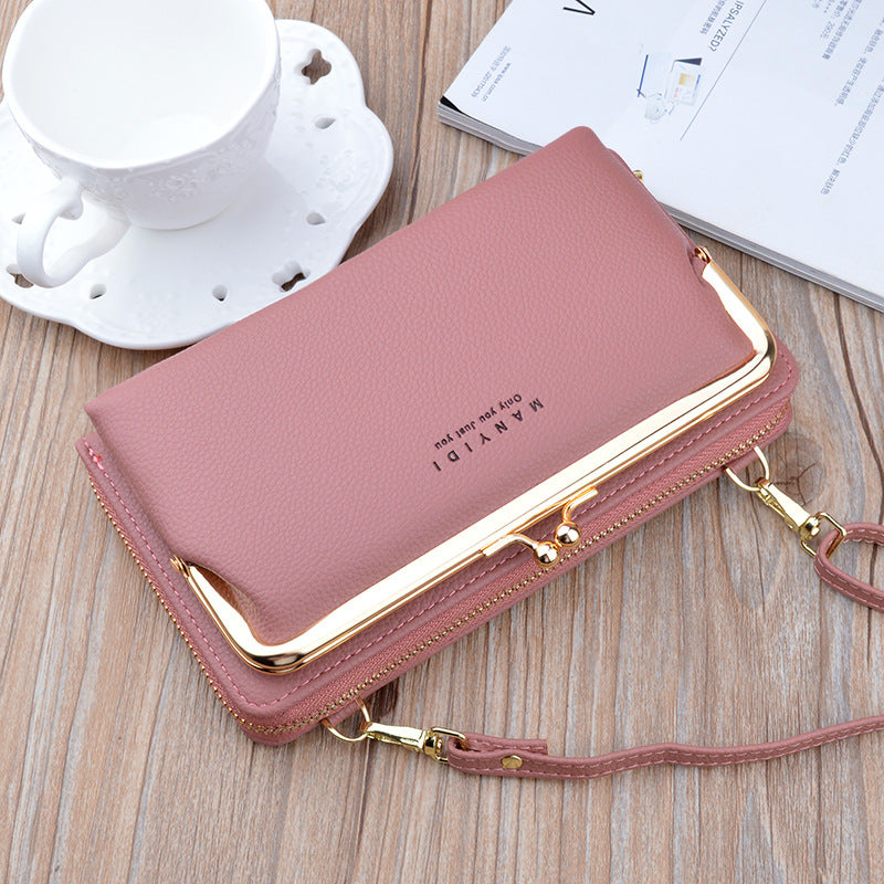 2-in-1 Mobile Phone Crossbody Bag | Luxury Lychee Pattern Wallet & Clutch