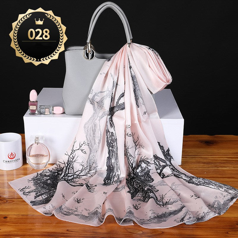 Pure Mulberry Silk Crepe Satin Scarf | Luxury First-Class Long Shawl
