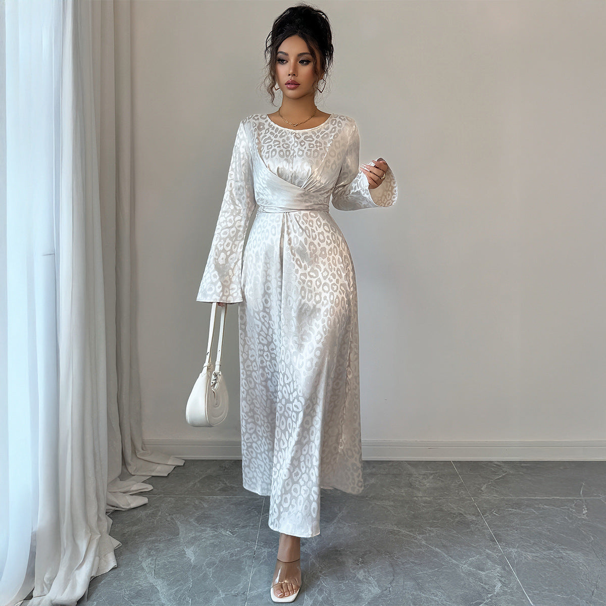 Long Sleeve High Waist Maxi Dress Women