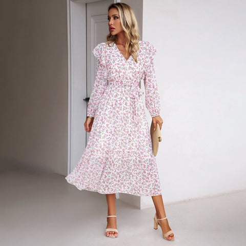 Floral Chiffon A-Line Maxi Dress