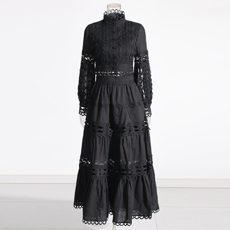 Lace Collar Retro High-Waist Skirt Two-Piece Set