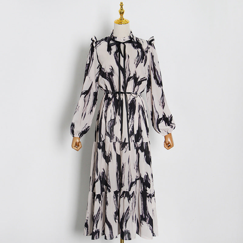 Long Sleeve Printed Maxi Dress