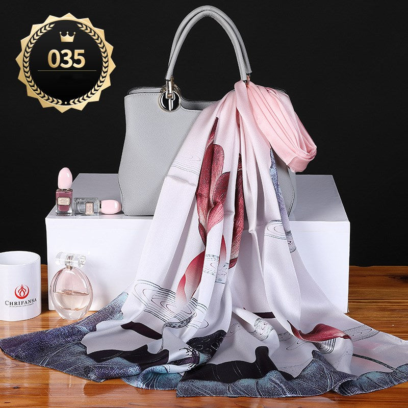 Pure Mulberry Silk Crepe Satin Scarf | Luxury First-Class Long Shawl