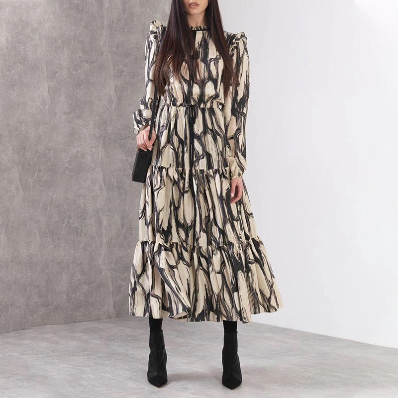 Long Sleeve Printed Maxi Dress