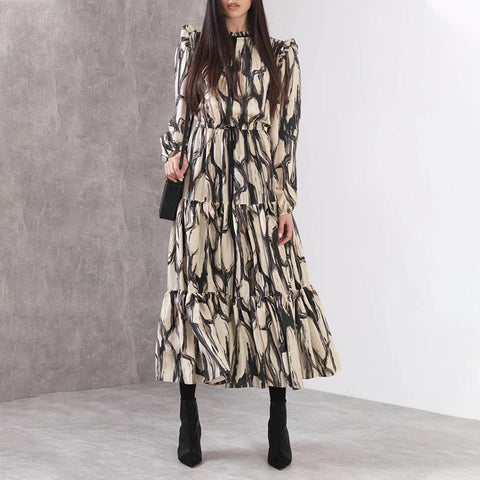 Long Sleeve Printed Maxi Dress