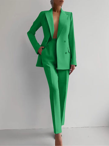 Single-breasted Jacket Top And Slim Fit Trousers Women's Business Suits