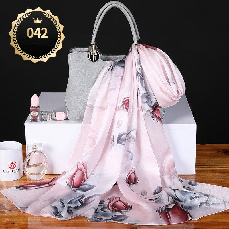 Pure Mulberry Silk Crepe Satin Scarf | Luxury First-Class Long Shawl