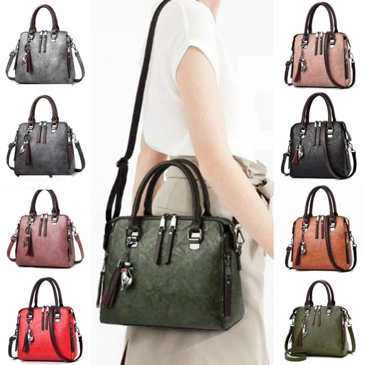 Luxury Vintage Tassel Tote | Soft PU Leather Large Capacity Shoulder Bag