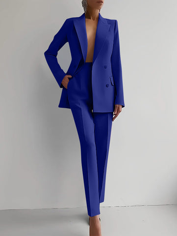 Single-breasted Jacket Top And Slim Fit Trousers Women's Business Suits