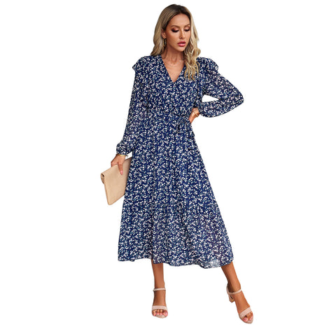Floral Chiffon A-Line Maxi Dress