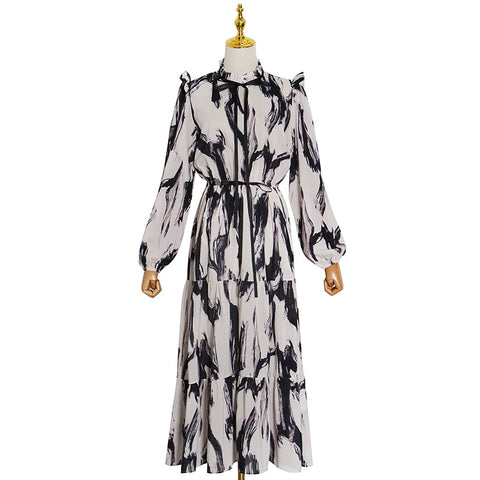 Long Sleeve Printed Maxi Dress