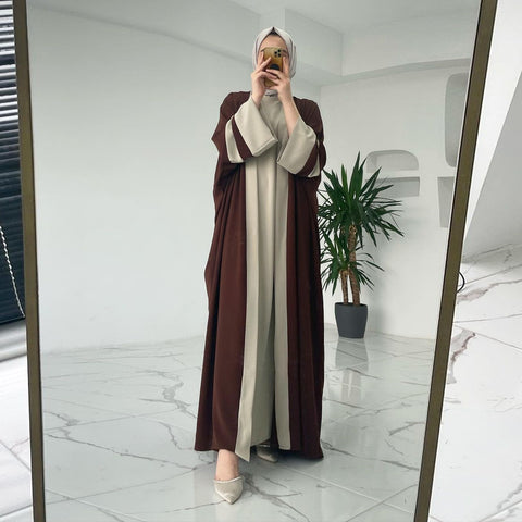 Two-Piece Abaya Set: Modern Maxi Dress & Matching Jacket