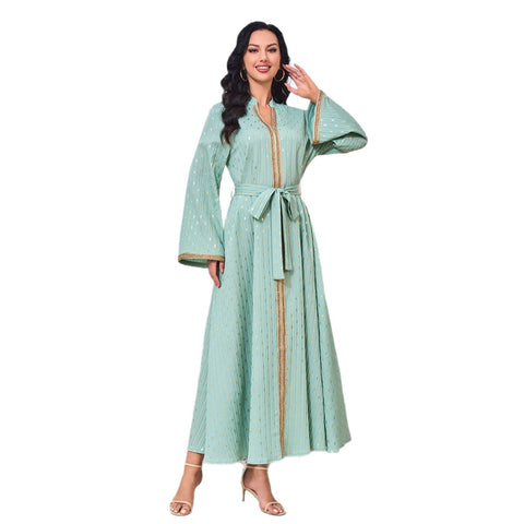 Abaya with printed Hot-stone And Embroidered Detailing
