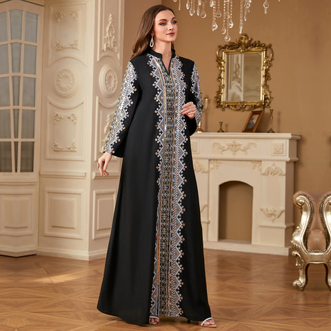Middle East Embroidery Stitching Abaya
