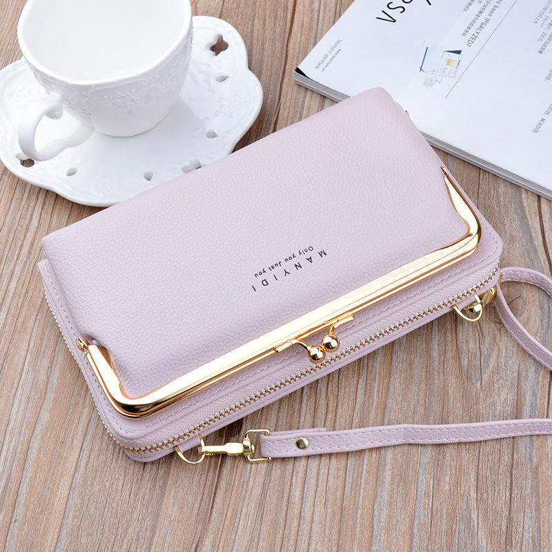 2-in-1 Mobile Phone Crossbody Bag | Luxury Lychee Pattern Wallet & Clutch