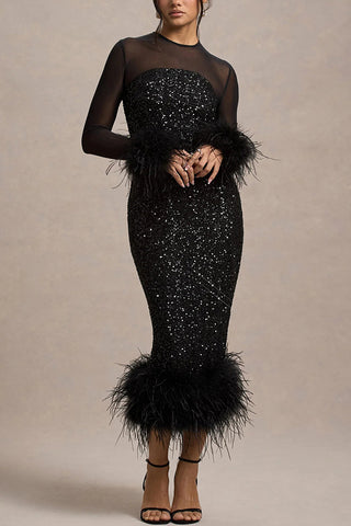 Women's Party Dress Long Sleeve Sequin