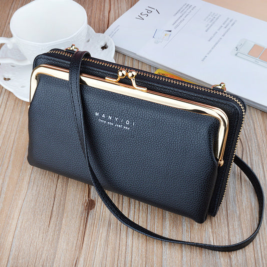2-in-1 Mobile Phone Crossbody Bag | Luxury Lychee Pattern Wallet & Clutch