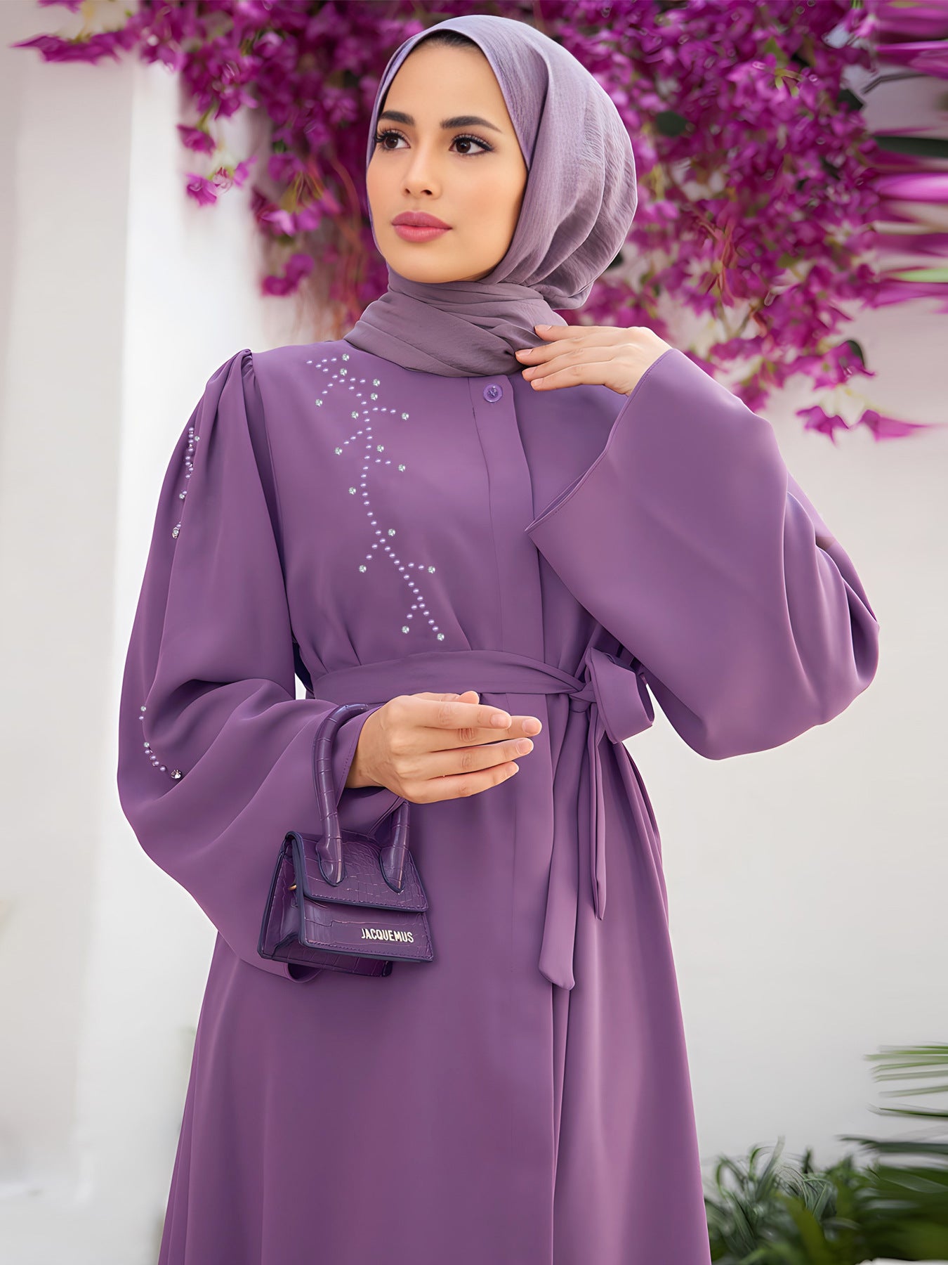 Elegant Beaded Abaya - Without Headscarf