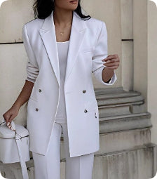 Single-breasted Jacket Top And Slim Fit Trousers Women's Business Suits