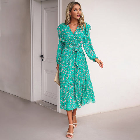 Floral Chiffon A-Line Maxi Dress
