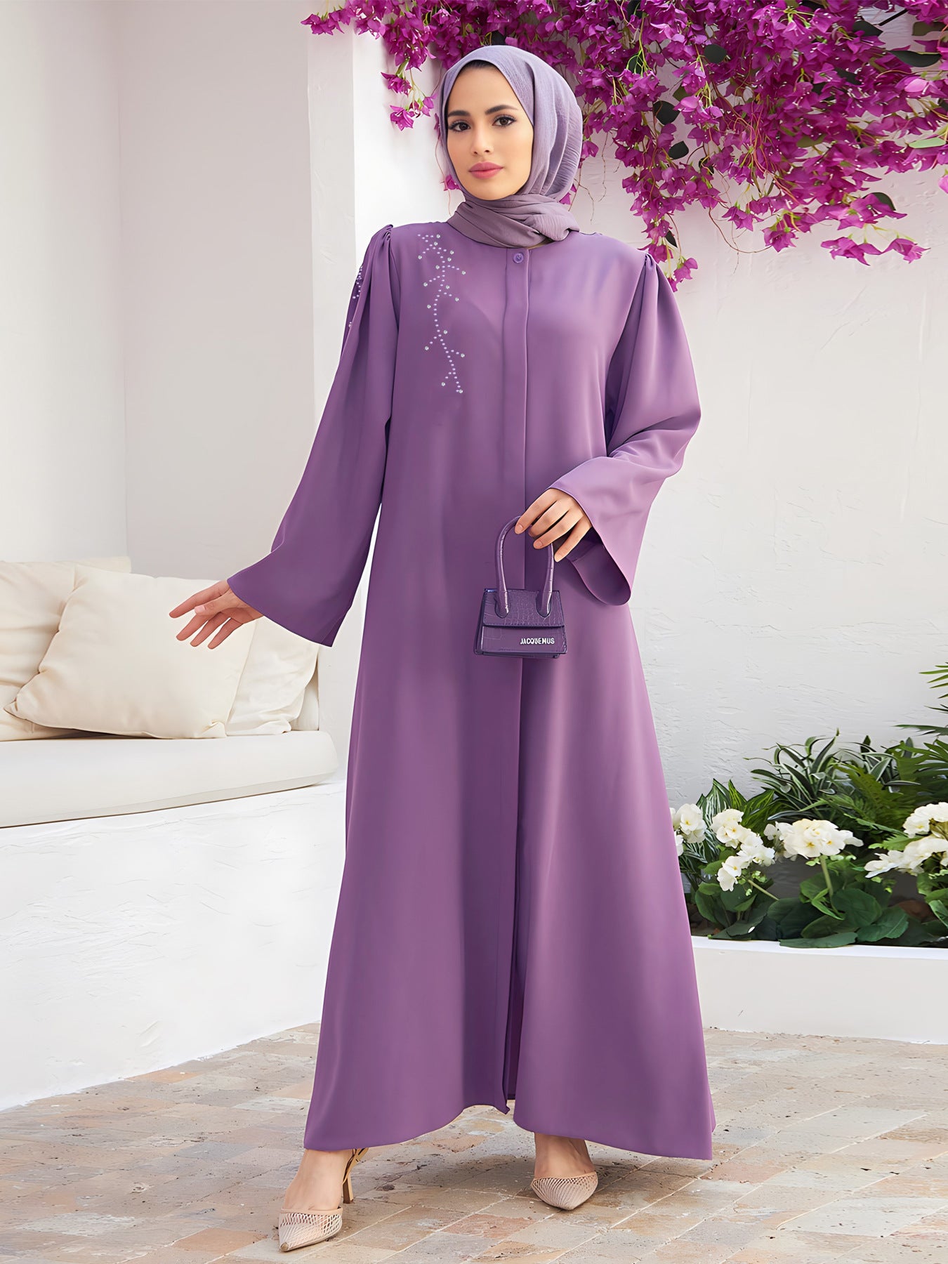 Elegant Beaded Abaya - Without Headscarf