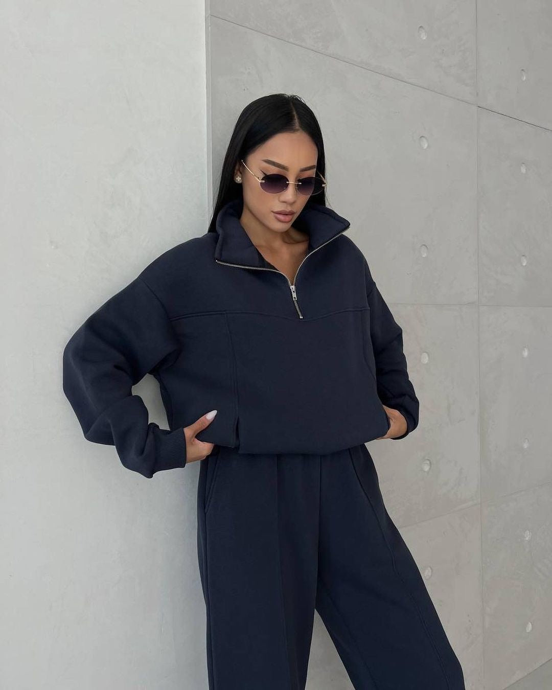 Y2K Retro Zippered Tracksuit Set | Contrast Stitching Joggers & Jacket