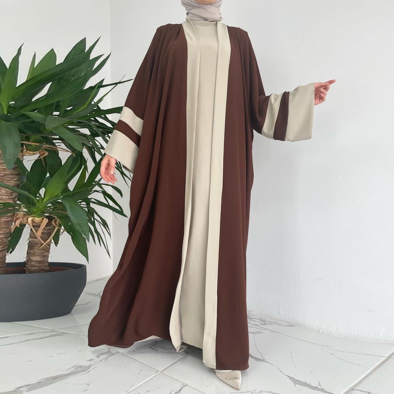 Two-Piece Abaya Set: Modern Maxi Dress & Matching Jacket