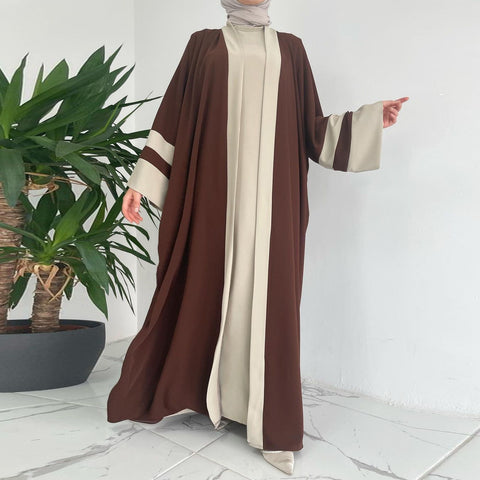 Two-Piece Abaya Set: Modern Maxi Dress & Matching Jacket