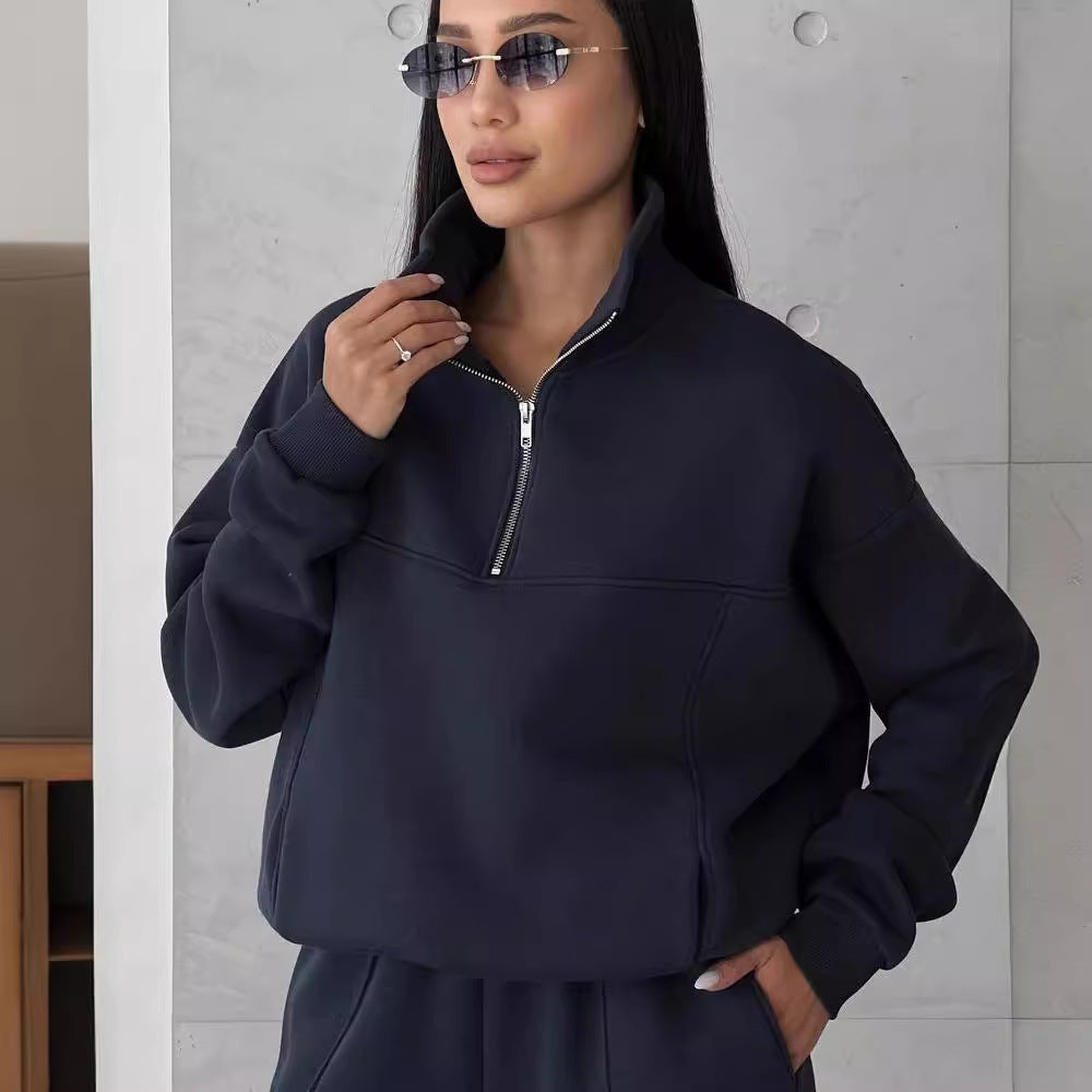 Y2K Retro Zippered Tracksuit Set | Contrast Stitching Joggers & Jacket