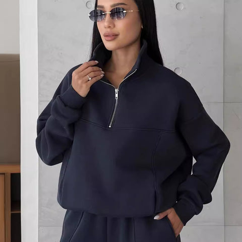 Y2K Retro Zippered Tracksuit Set | Contrast Stitching Joggers & Jacket